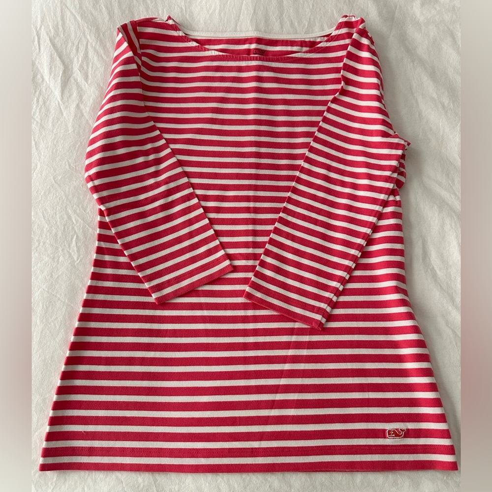 Vineyard Vines long sleeve top size XS color pink and white